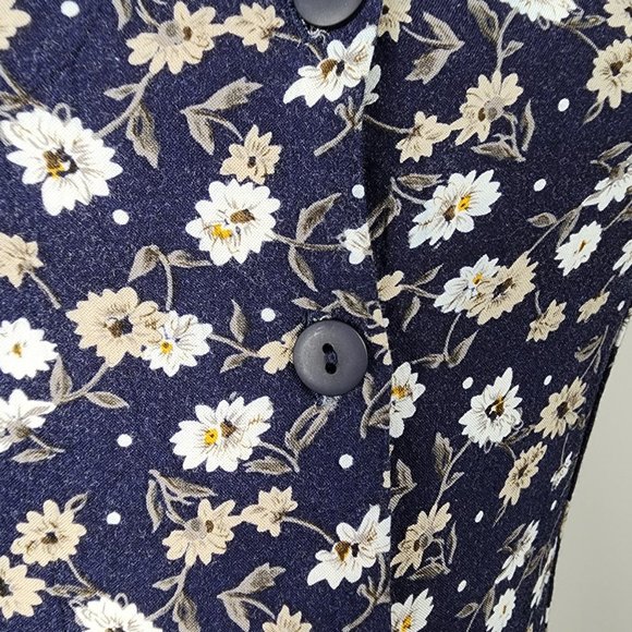 Vintage Jessica Scott Navy Blue Floral Button Up Romper Size S/M - Picture 4 of 11